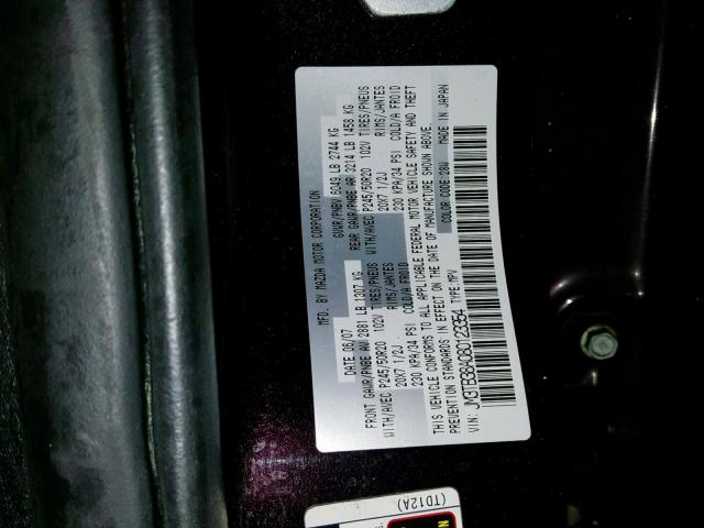 JM3TB38A080123354 - 2008 MAZDA CX-9 PURPLE photo 10