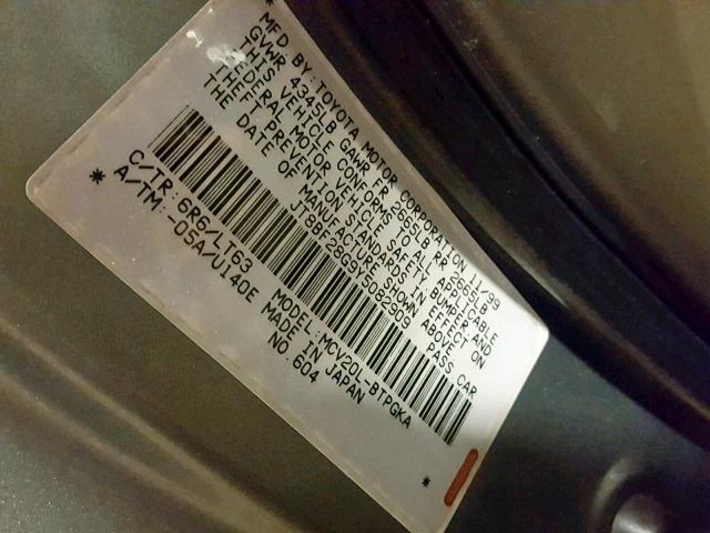 JT8BF28G9Y5082909 - 2000 LEXUS ES 300 GRAY photo 10