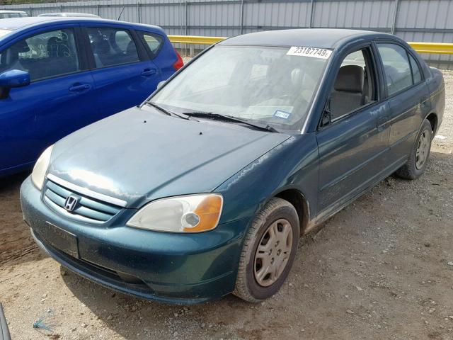 2HGES16511H606575 - 2001 HONDA CIVIC LX GREEN photo 2