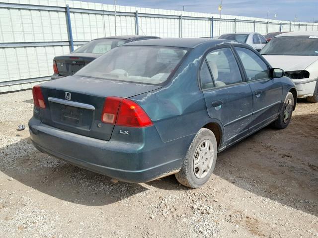 2HGES16511H606575 - 2001 HONDA CIVIC LX GREEN photo 4