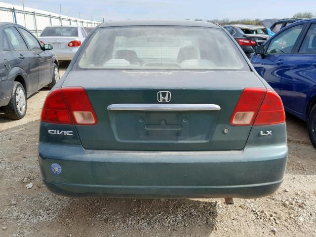 2HGES16511H606575 - 2001 HONDA CIVIC LX GREEN photo 9