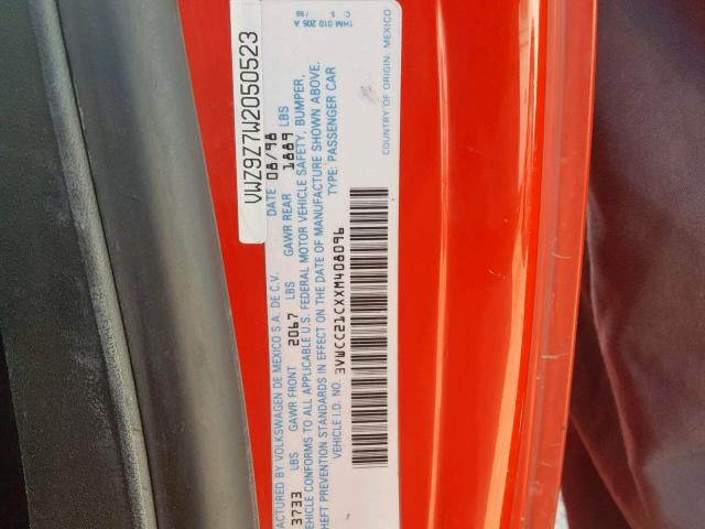 3VWCC21CXXM408096 - 1999 VOLKSWAGEN NEW BEETLE 红色 照片 10