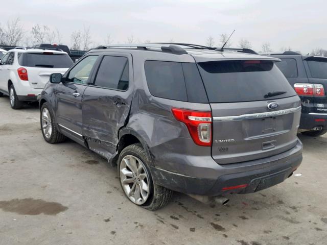 1FMHK8F88CGA99702 - 2012 FORD EXPLORER L CHARCOAL photo 3