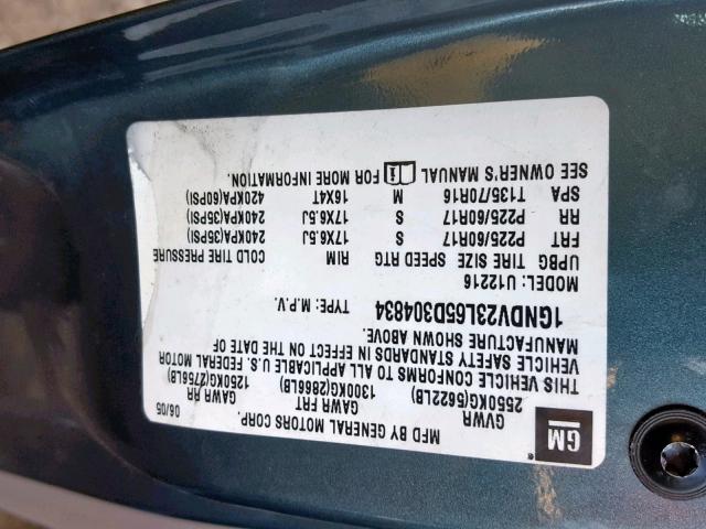 1GNDV23L65D304834 - 2005 CHEVROLET UPLANDER L BLUE photo 10