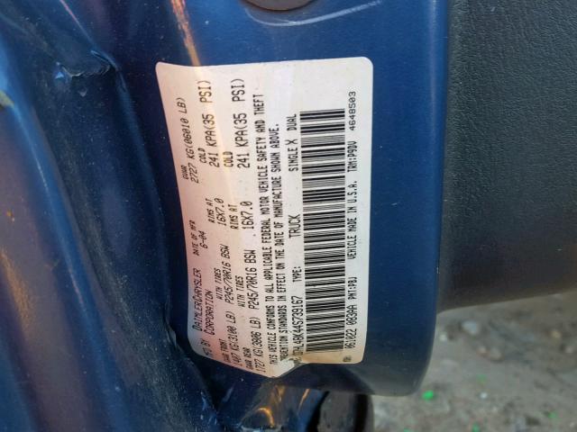 1D7HL48K44S739167 - 2004 DODGE DAKOTA QUA BLUE photo 10