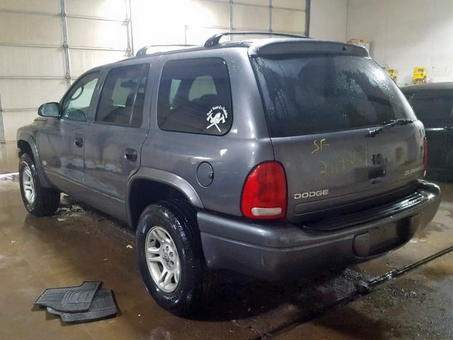 1B4HS38N72F192741 - 2002 DODGE DURANGO SP GRAY photo 3