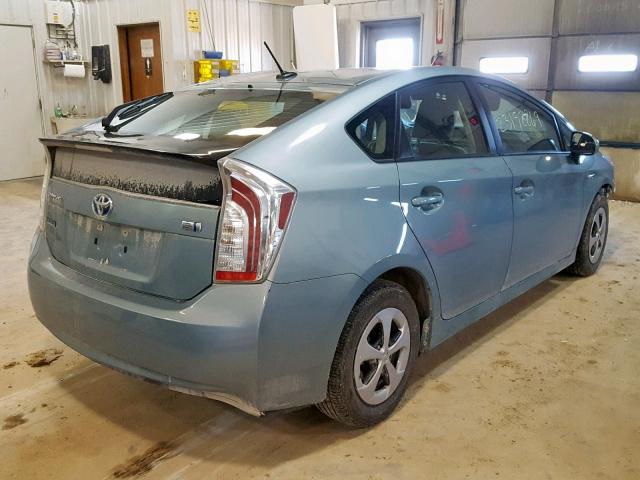 JTDKN3DU7F1895949 - 2015 TOYOTA PRIUS TURQUOISE photo 4