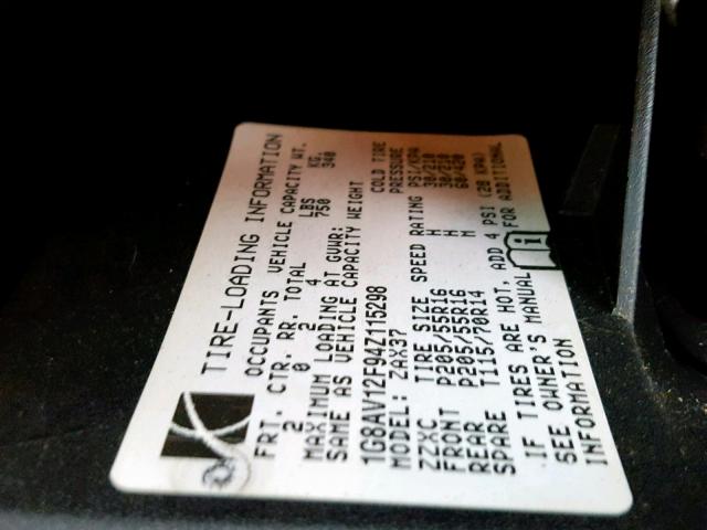 1G8AV12F94Z115298 - 2004 SATURN ION LEVEL RED photo 10