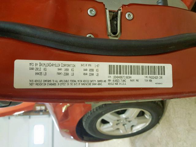 1B3HB48B67D186304 - 2007 DODGE CALIBER SX ORANGE photo 10