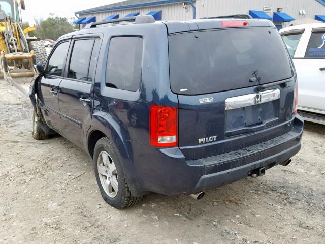 5FNYF3H65AB008335 - 2010 HONDA PILOT EXL BLUE photo 3