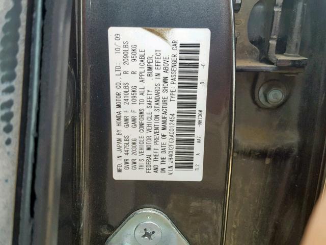 JH4CU2F6XAC012454 - 2010 ACURA TSX CHARCOAL photo 10