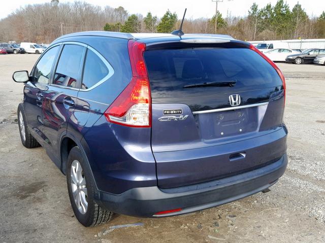 JHLRM3H78CC005743 - 2012 HONDA CR-V EXL BLUE photo 3