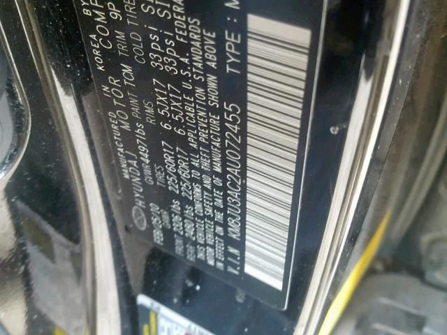 KM8JU3AC2AU072455 - 2010 HYUNDAI TUCSON GLS 黑色 照片 10