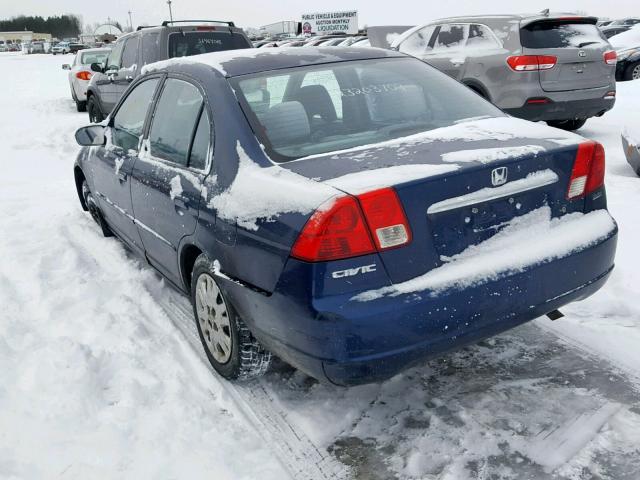 2HGES16673H929850 - 2003 HONDA CIVIC LX BLUE photo 3