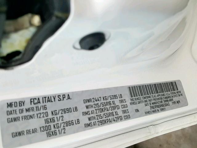 ZFBERFBBXH6E55143 - 2017 RAM PROMASTER 白色 照片 10