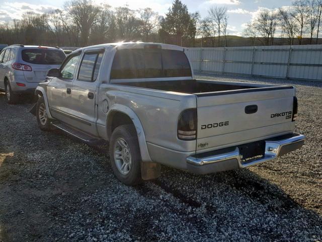 1B7HL48N12S607405 - 2002 DODGE DAKOTA QUA SILVER photo 3