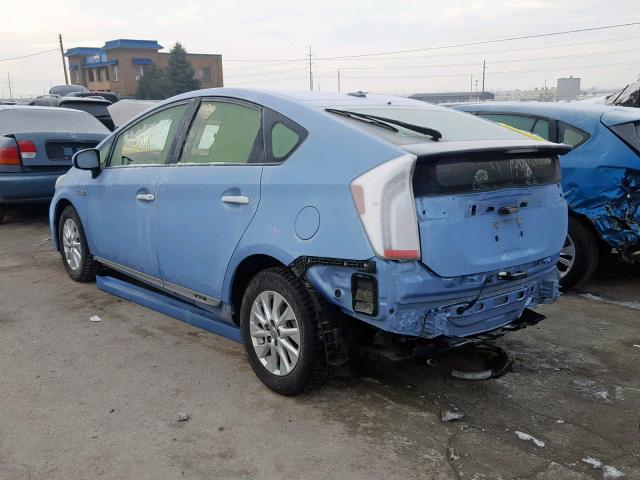 JTDKN3DP8C3014489 - 2012 TOYOTA PRIUS PLUG BLUE photo 3