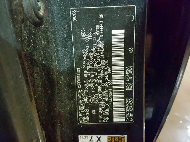 JTLKT334864111658 - 2006 TOYOTA SCION XB 黑色 照片 10