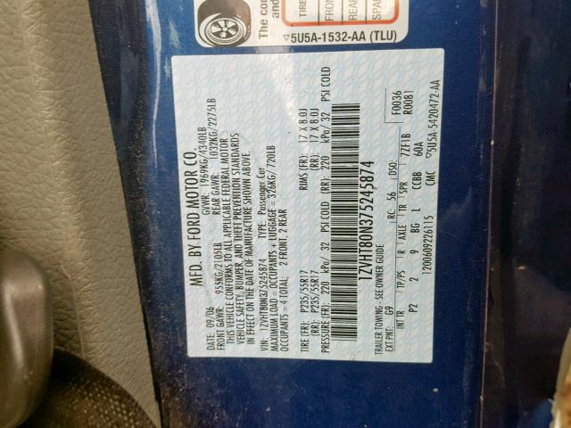 1ZVHT80N375245874 - 2007 FORD MUSTANG 蓝色 照片 10