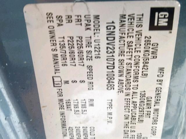 1GNDV23107D108485 - 2007 CHEVROLET UPLANDER L Yaşıl foto 10