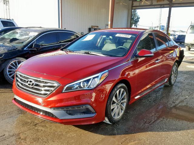 5NPE34AF2FH099200 - 2015 HYUNDAI SONATA SPO RED photo 2