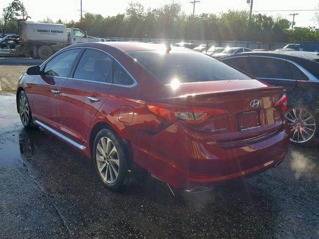 5NPE34AF2FH099200 - 2015 HYUNDAI SONATA SPO RED photo 3