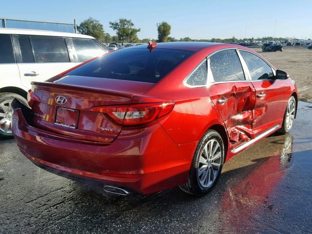 5NPE34AF2FH099200 - 2015 HYUNDAI SONATA SPO RED photo 4