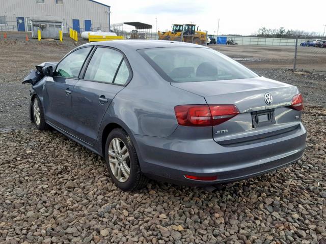 3VW167AJ9JM206884 - 2018 VOLKSWAGEN JETTA S GRAY photo 3