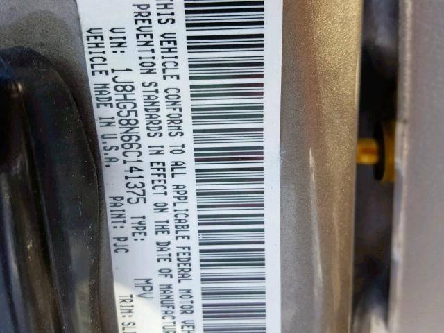 1J8HG58N66C141375 - 2006 JEEP COMMANDER BEIGE photo 10