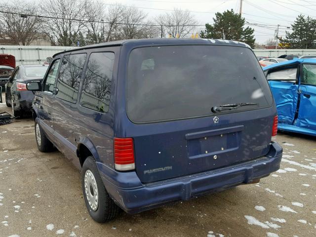 2P4GH2533SR106176 - 1995 PLYMOUTH VOYAGER BLUE photo 3