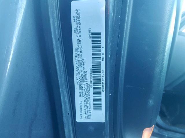 4S4BP60C096328641 - 2009 SUBARU OUTBACK GRAY photo 10