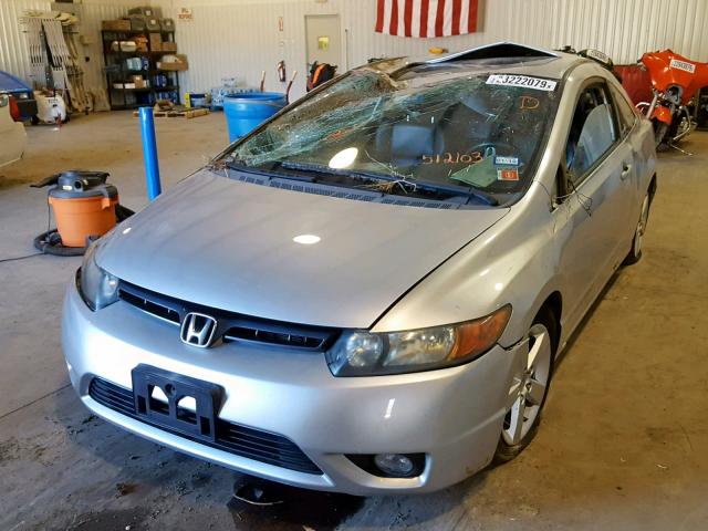 2HGFG12948H512103 - 2008 HONDA CIVIC EXL SILVER photo 2