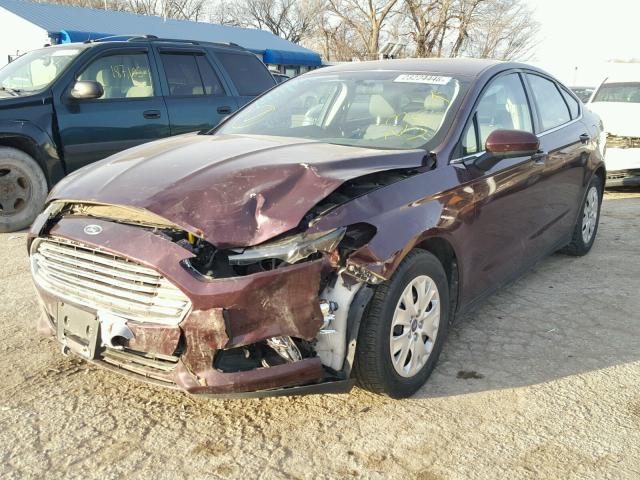 3FA6P0G77DR267303 - 2013 FORD FUSION S PURPLE photo 2