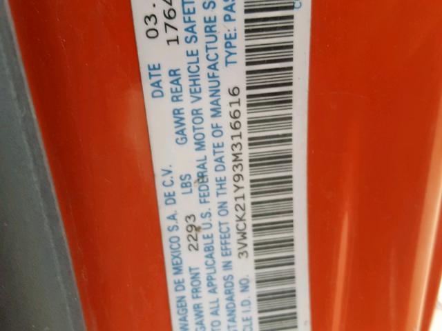 3VWCK21Y93M316616 - 2003 VOLKSWAGEN NEW BEETLE Narıncı foto 10