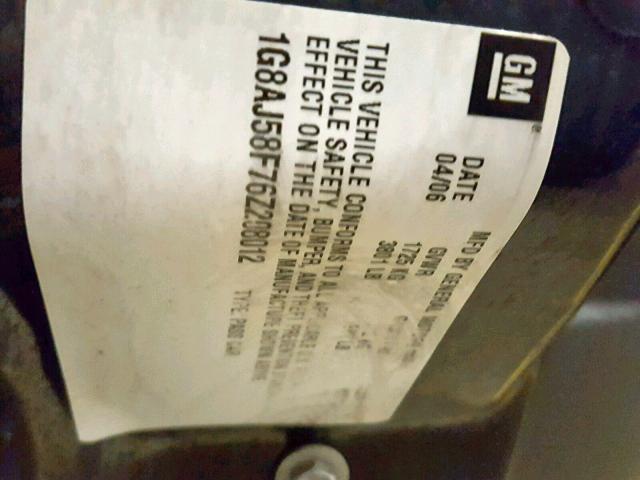 1G8AJ58F76Z208012 - 2006 SATURN ION LEVEL BLACK photo 10