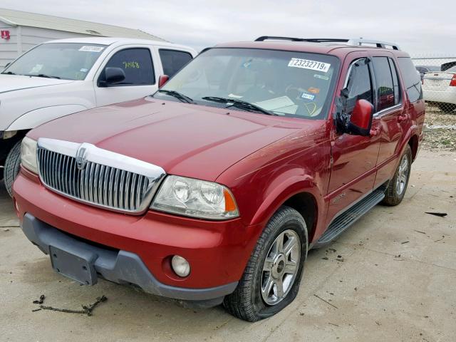 5LMEU68H65ZJ25068 - 2005 LINCOLN AVIATOR RED photo 2