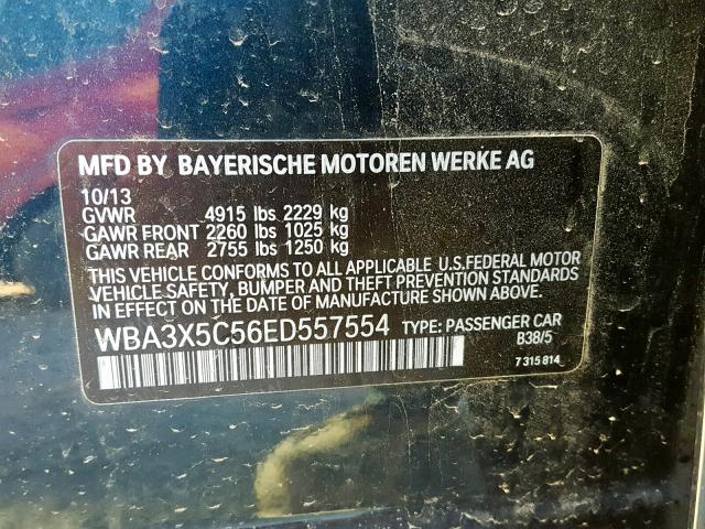 WBA3X5C56ED557554 - 2014 BMW 328 XIGT BLUE photo 10