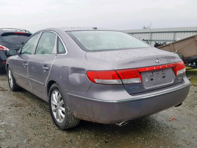 KMHFC46F07A218346 - 2007 HYUNDAI AZERA SE GRAY photo 3