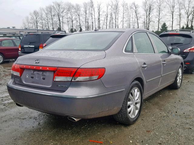 KMHFC46F07A218346 - 2007 HYUNDAI AZERA SE GRAY photo 4