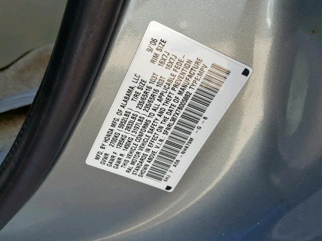 5FNRL387X7B005882 - 2007 HONDA ODYSSEY EX BLUE photo 10