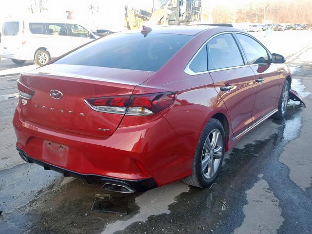 5NPE34AF6JH654822 - 2018 HYUNDAI SONATA SPO RED photo 4