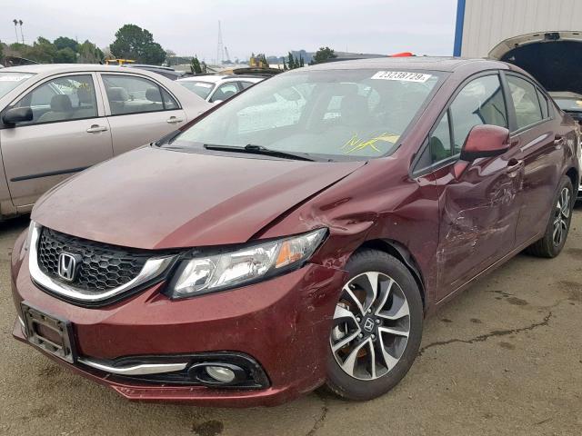 19XFB2F93DE231087 - 2013 HONDA CIVIC EXL BURGUNDY photo 2