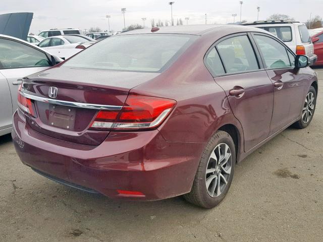 19XFB2F93DE231087 - 2013 HONDA CIVIC EXL BURGUNDY photo 4