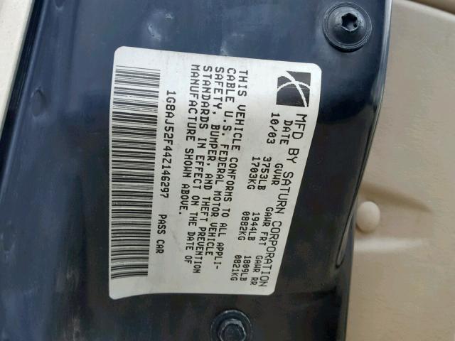 1G8AJ52F44Z146297 - 2004 SATURN ION LEVEL TAN photo 10