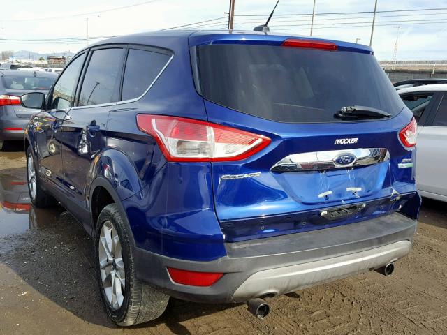 1FMCU0H90DUA79121 - 2013 FORD ESCAPE SEL BLUE photo 3