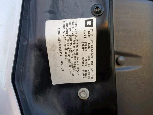 1G8AJ55FX6Z160431 - 2006 SATURN ION LEVEL SILVER photo 10