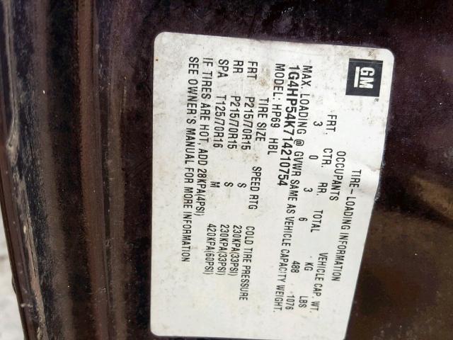 1G4HP54K714210754 - 2001 BUICK LESABRE CU BROWN photo 10