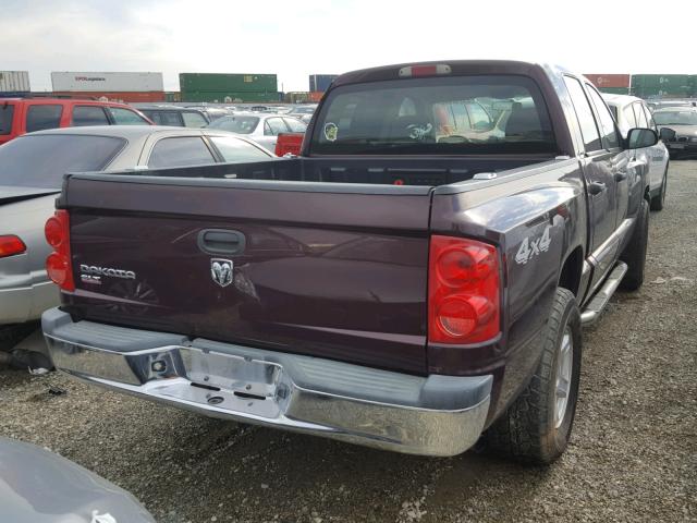 1D7HW48K75S306256 - 2005 DODGE DAKOTA QUA MAROON photo 4