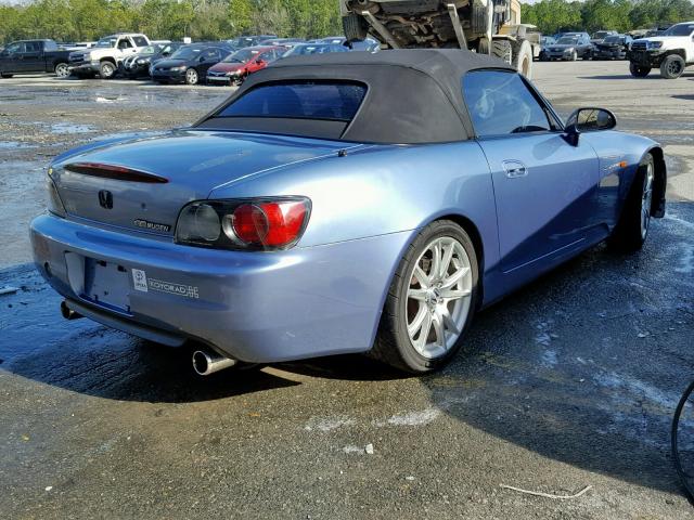 JHMAP114X2T004127 - 2002 HONDA S2000 BLUE photo 4