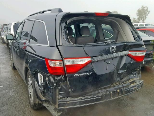 5FNRL5H66BB094667 - 2011 HONDA ODYSSEY EX BLACK photo 3